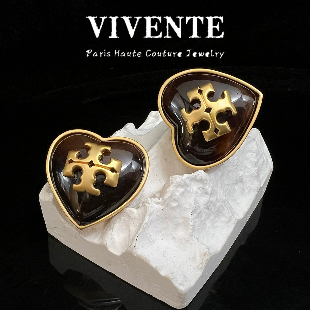 Tory Burch No Piercing Ear Clip Gold Plated Copper Heart Vintage